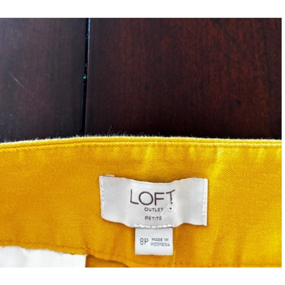 LOFT Outlet Petite 8‎ Yellow Skinny Ankle Pants Button Pocket Cotton Stretch - Picture 5 of 8